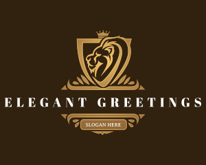 Elegant Lion Shield logo design