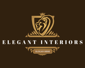 Elegant Lion Shield logo design