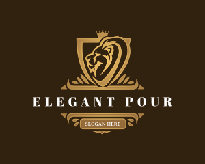 Elegant Lion Shield logo design