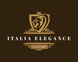 Elegant Lion Shield logo design