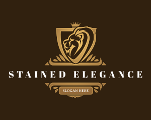 Elegant Lion Shield logo design