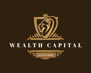 Elegant Lion Shield logo design