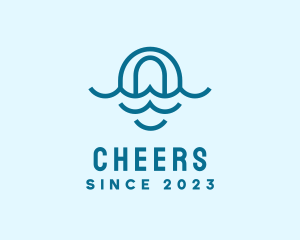 H2o - Blue Ocean Letter O logo design