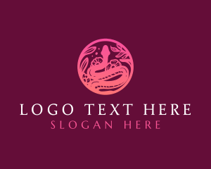 Boho - Floral Boho Snake logo design