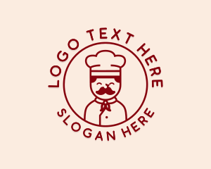 Moustache - Happy Restaurant Chef logo design