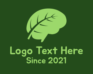 Smart - Green Brain Leaf logo design