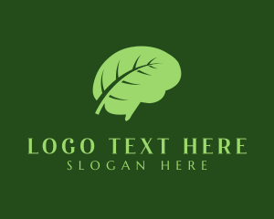 Knowledge - Green Brain Leaf logo design