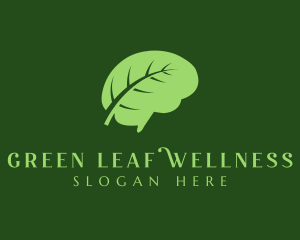 Green Brain Leaf logo design