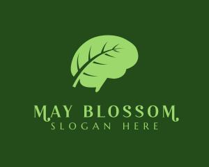 Green Brain Leaf logo design