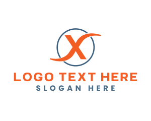 Alphabet - Tech Wave Circle Letter X logo design