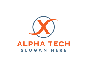 Alphabet - Tech Wave Circle Letter X logo design