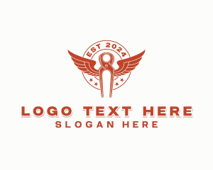 Mechanical - Wings Blacksmith Tong Handyman logo design