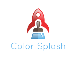 Gradient Rocket Brush logo design