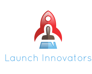 Launching - Gradient Rocket Brush logo design