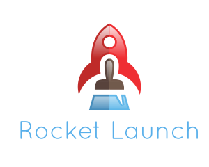 Rocket - Gradient Rocket Brush logo design