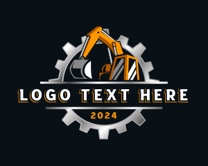 Cogwheel - Excavator Gear Construction logo design