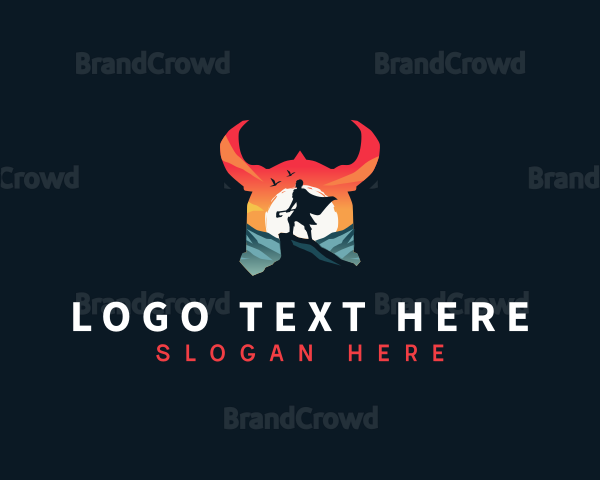 Viking Warrior Silhouette Logo