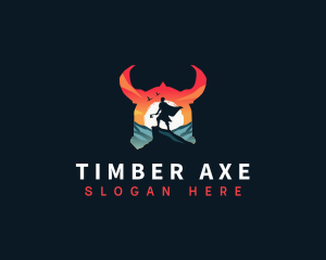 Viking Warrior Silhouette logo design