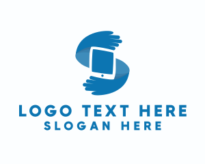 Gadget - Blue Tech Hands Letter S logo design