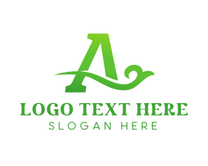 Green Tree - Green Eco Letter A logo design
