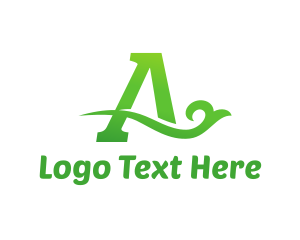 Twig - Green Eco Letter A logo design