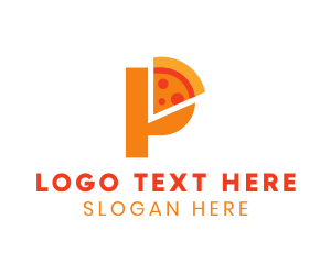 Orange Shield - Modern Letter P Pizza logo design