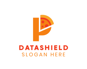 Orange Shield - Modern Letter P Pizza logo design
