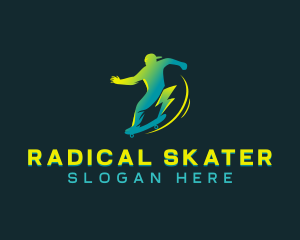 Skater - Human Lightning Skater logo design