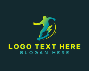 Skater - Human Lightning Skater logo design