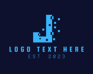 Digital Pixel Letter J logo design