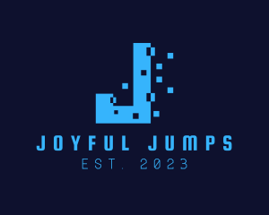 Digital Pixel Letter J logo design