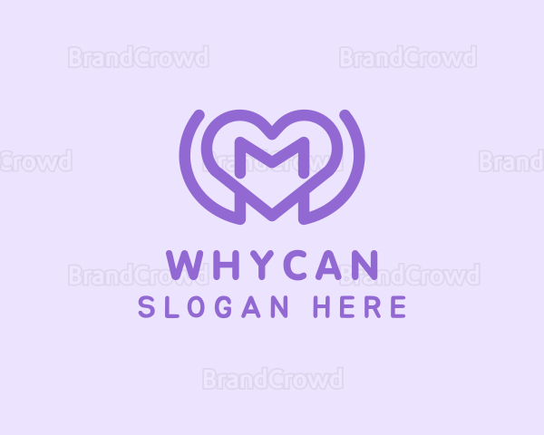 Purple Love Heart Letter M Logo