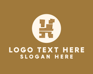 Prehistoric - Brown Ethnic Letter H logo design