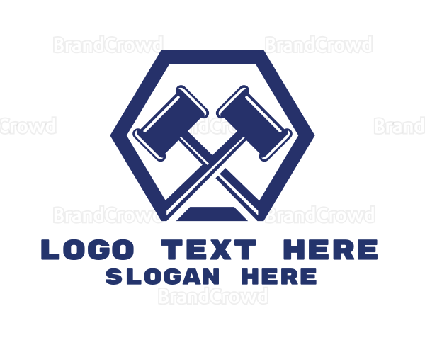 Blue Gavels Hexagon Logo