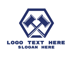 Sledgehammer - Blue Gavels Hexagon logo design
