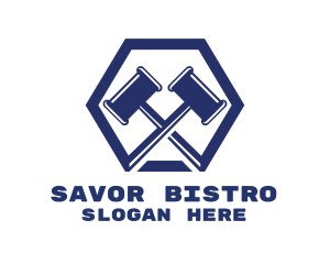 Law Firm - Blue Gavels Hexagon logo design