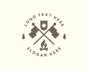 Scout - Banner Fire Camping logo design