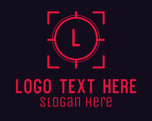 Shooting - Red Target Crosshair Letter logo design