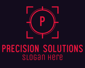 Accuracy - Red Target Crosshair Letter logo design