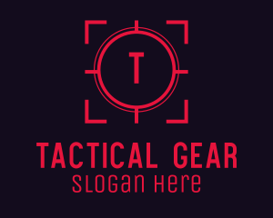 Tactical - Red Target Crosshair Letter logo design
