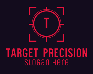 Red Target Crosshair Letter logo design