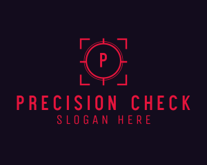 Red Target Crosshair Letter logo design