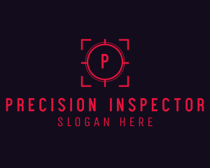 Red Target Crosshair Letter logo design