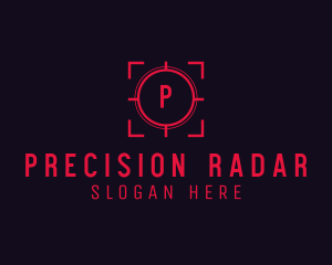 Red Target Crosshair Letter logo design