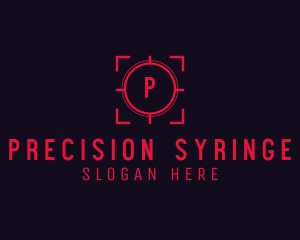 Red Target Crosshair Letter logo design