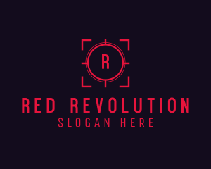 Red Target Crosshair Letter logo design