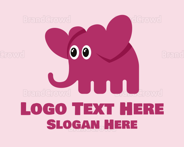 Cute Elephant Hearts Logo