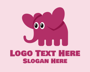 Valentine - Cute Elephant Hearts logo design