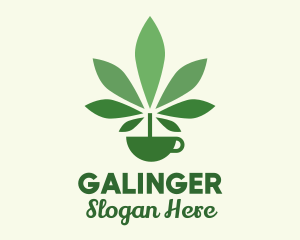 Cannabis - Green Plant Teacup logo design