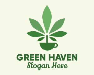 Green Plant Teacup logo design